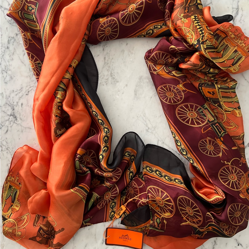 Hermés Silk Scarf with Horses & Stagecoaches